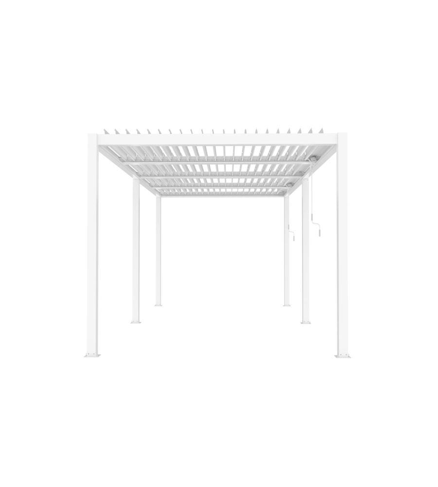 Gazebo pergola bioclimatica da esterno "calicantus twin" bianca in alluminio, con led -  7,8x4xh2,5 m