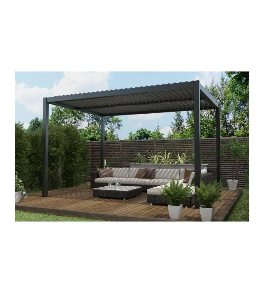 Pergola bioclimatica riviera "solanum deluxe" in alluminio colore antracite 3x3x2,4 mt