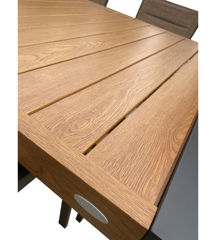 Tavolo da esterno estensibile "alissa" in alluminio teak naturale 160/240x100x74 cm