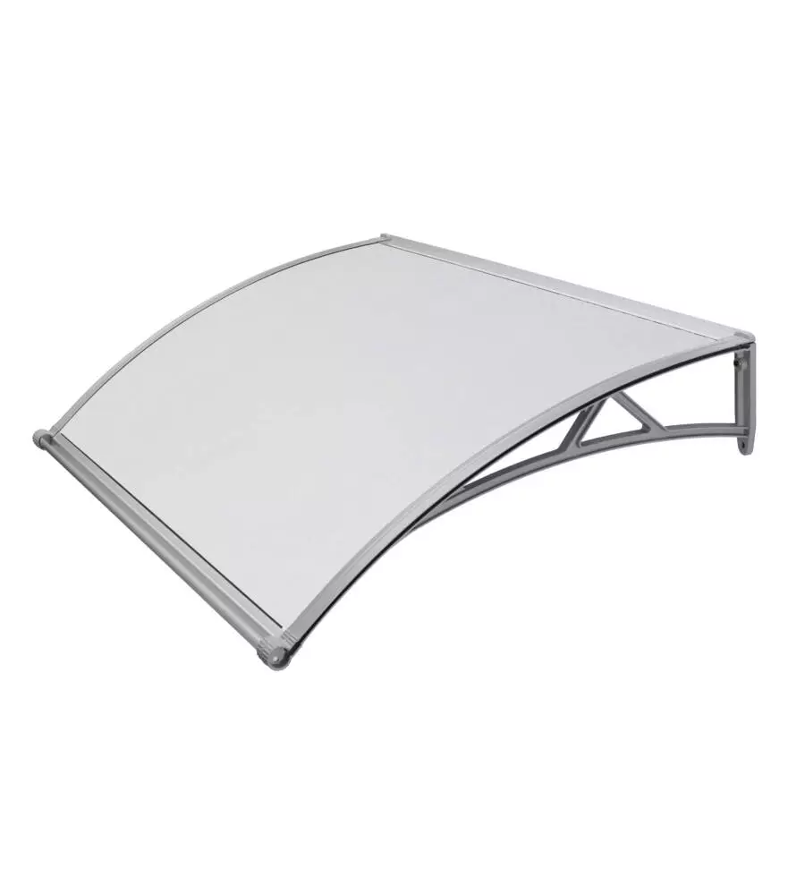 Pensilina da esterno in abs con supporto grigio e copertura in policarbonato compatto satinato opalino, 120x98 cm