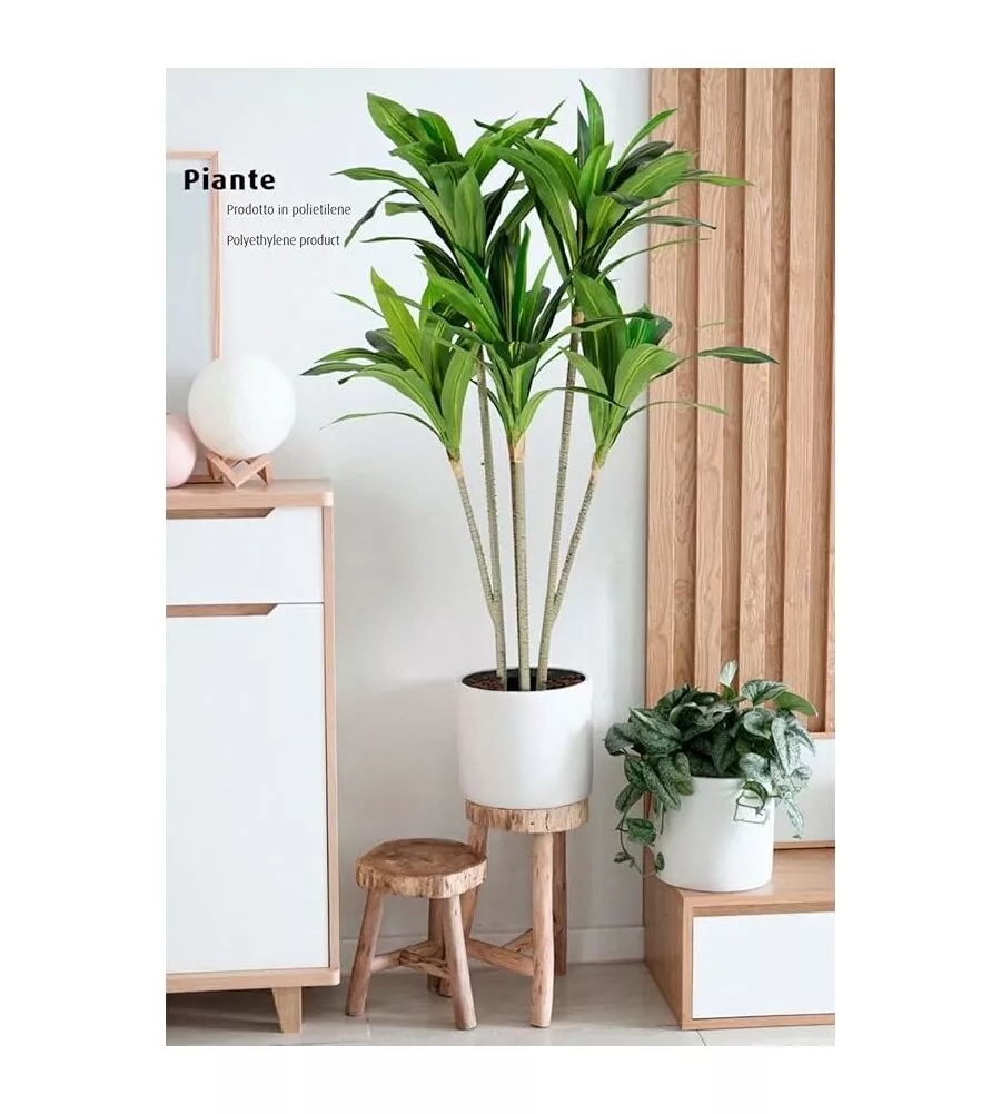 Pianta di dracaena in polietilene con 88 foglie, 130 cm