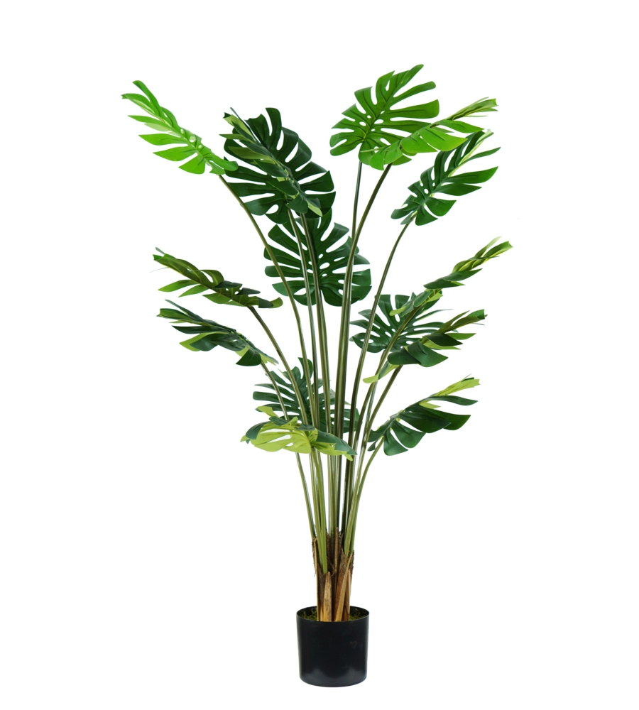 Pianta monstera in polietilene con 16 foglie, 170 cm