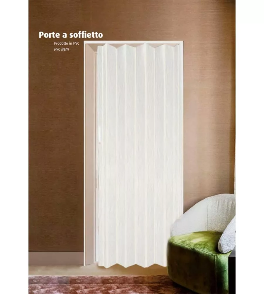 Porta a soffietto da interno colore bianco venato, 82x214 cm