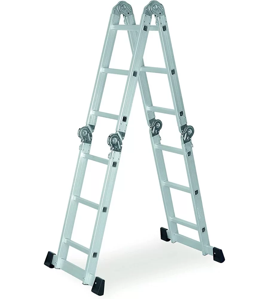 Scala multifunzione "everest 4x3" in alluminio con portata massima 150 kg, 27x35x92 cm