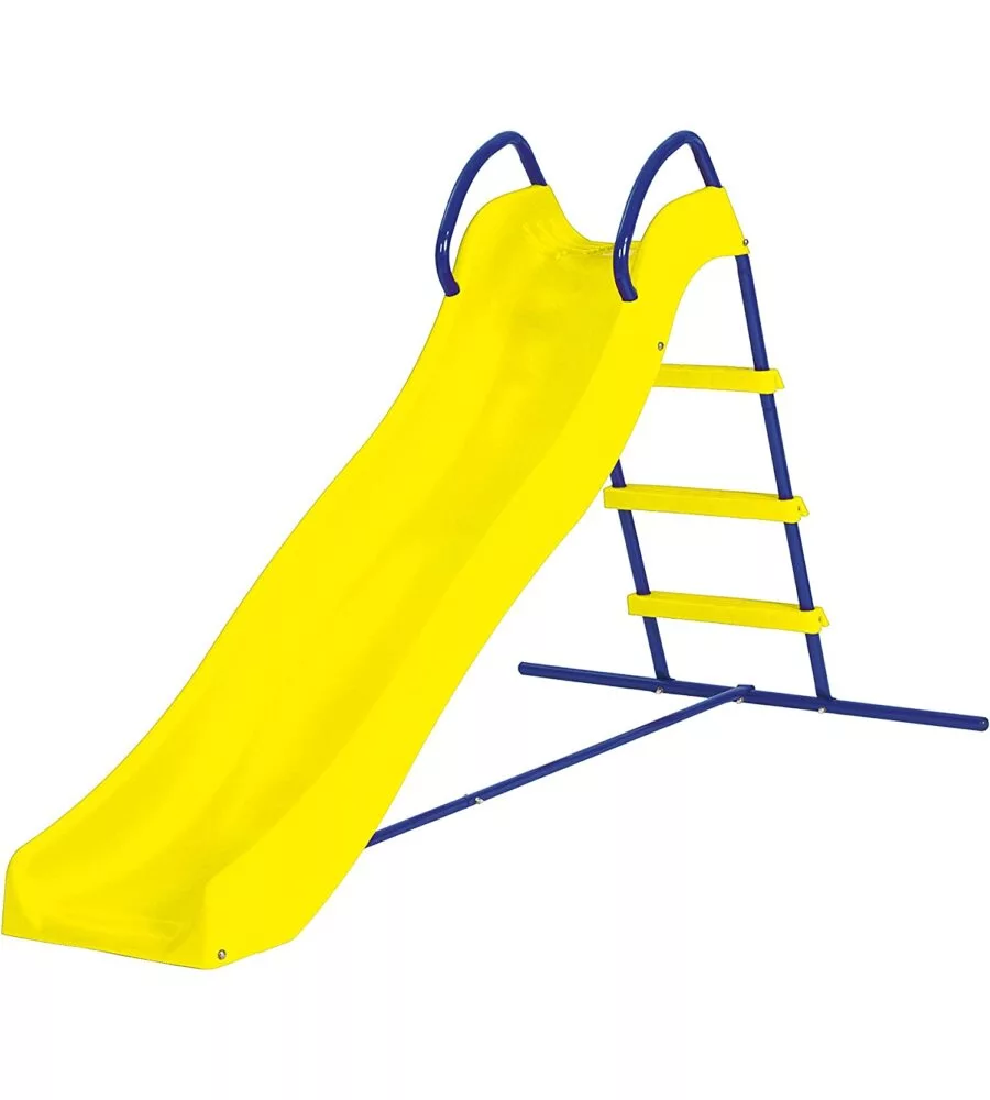 Scivolo per bambini da esterno giallo e blu in acciaio e plastica, 185x95x105 cm