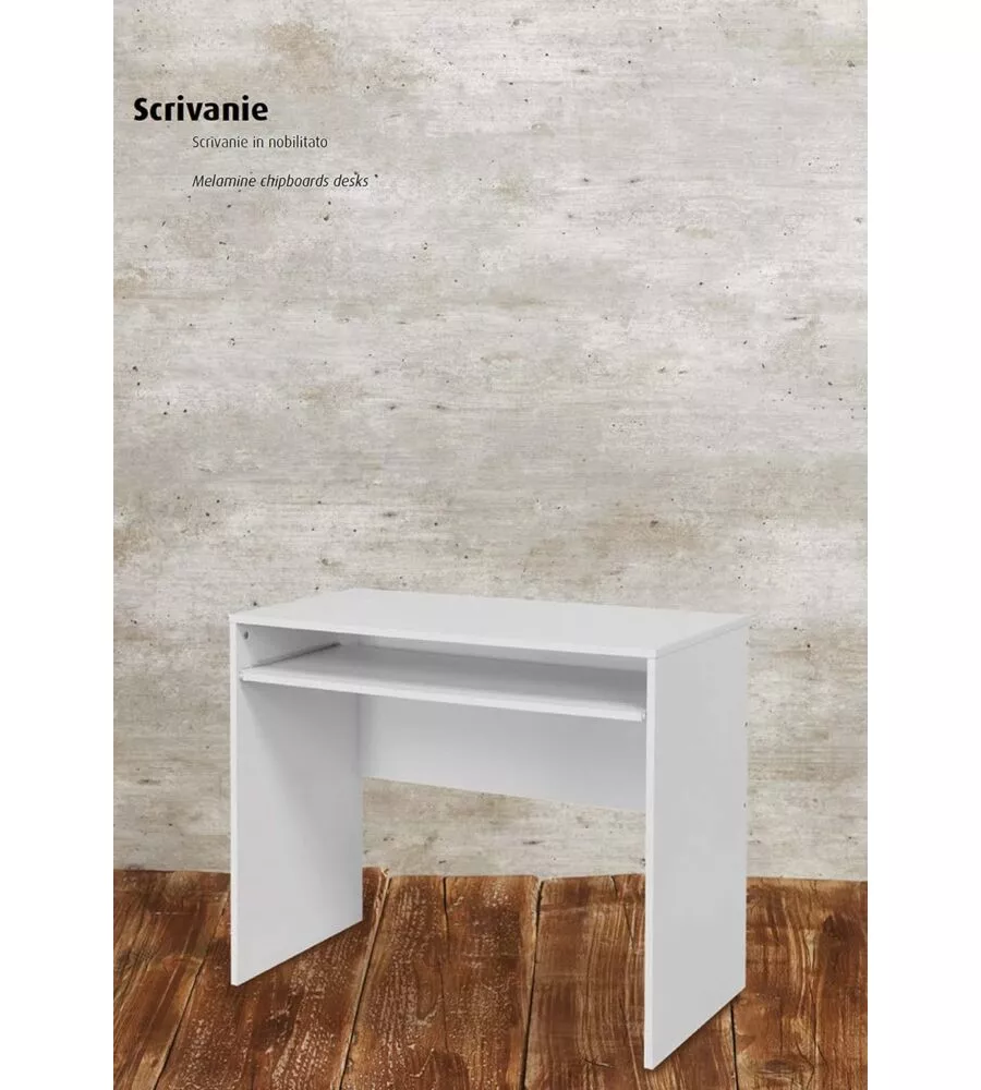 Scrivania con piano estraibile colore bianco, 90x45x74 cm