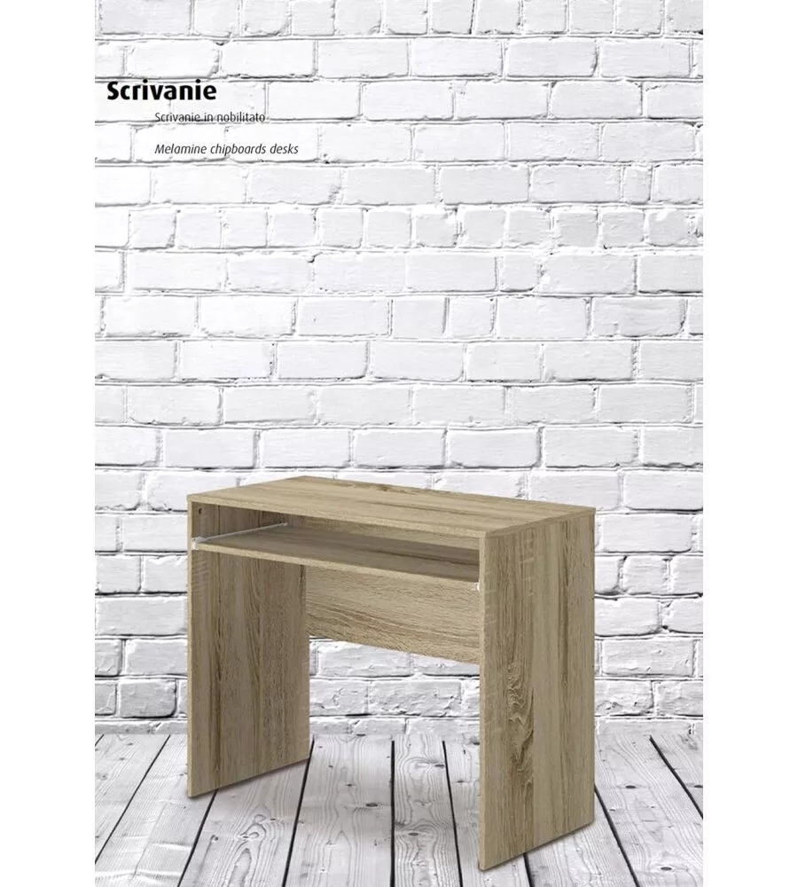 Scrivania con piano estraibile colore rovere, 90x45x74 cm