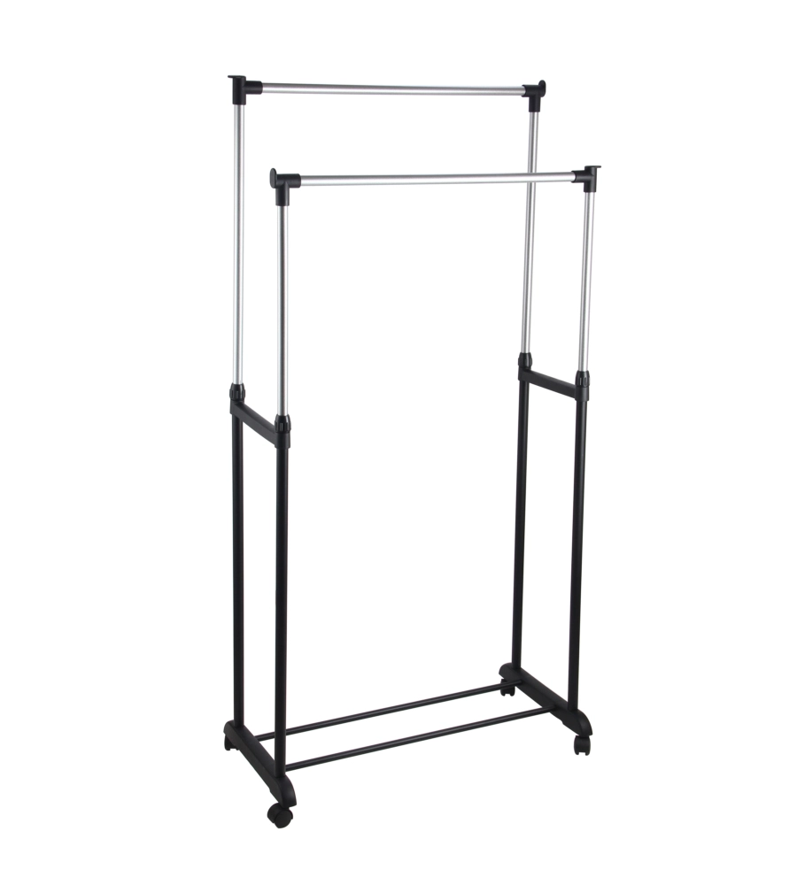 Stender appendiabiti doppio con ruote, 80x42x95/170 cm