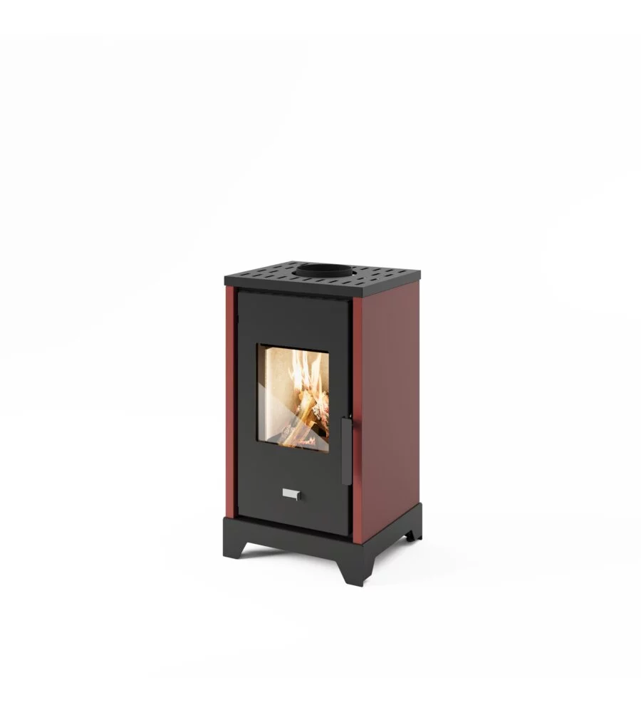 Stufa a legna punto fuoco "lela" bordeaux 5 kw