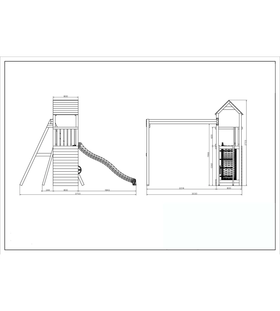 Gioco da esterno per bambini "flappi" con torretta con tetto, scivolo e altalena doppia 303x370x272 cm