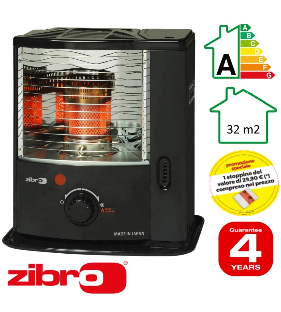 Stufa a combustibile liquido "zibro rs-2222" nero 2,2 kw