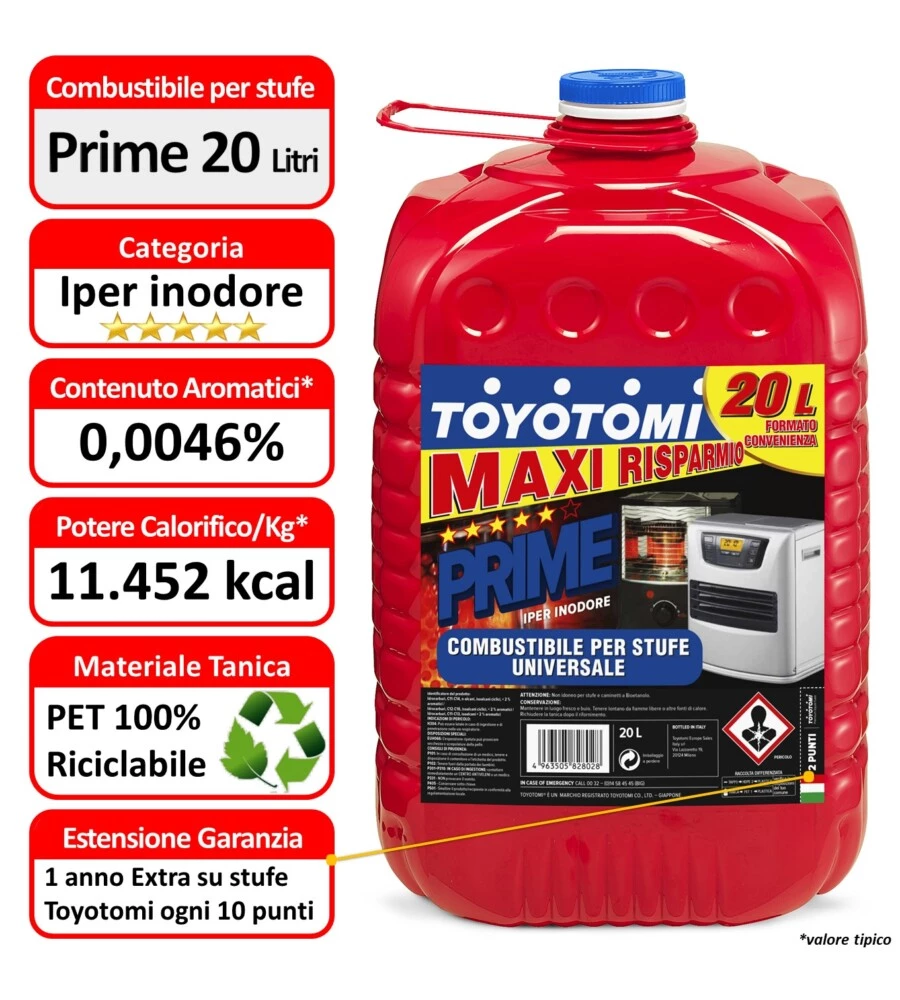 Combustibile liquido "toyotomi prime", 20 litri