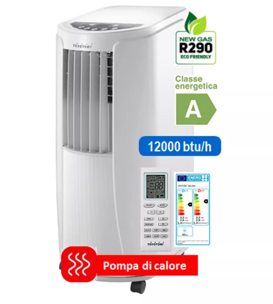 Condizionatore mobile "toyotomi tad 2335" con wi-fi e pompa di calore, 3,53 kw