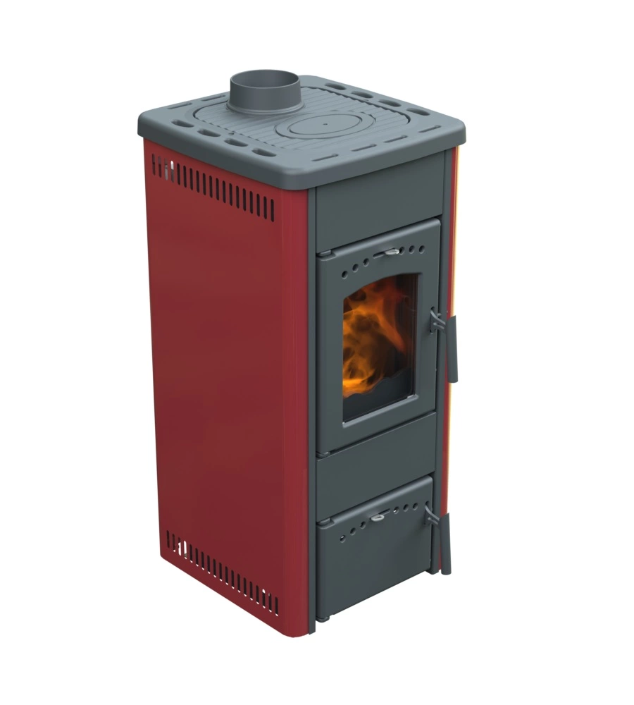 Stufa a legna vulcania "tina" rosso 5,6 kw