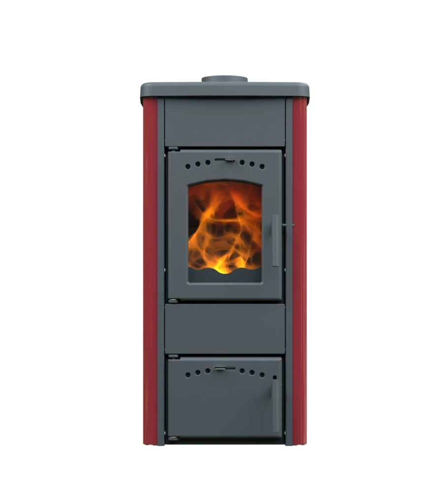 Stufa a legna vulcania "tina" rosso 5,6 kw