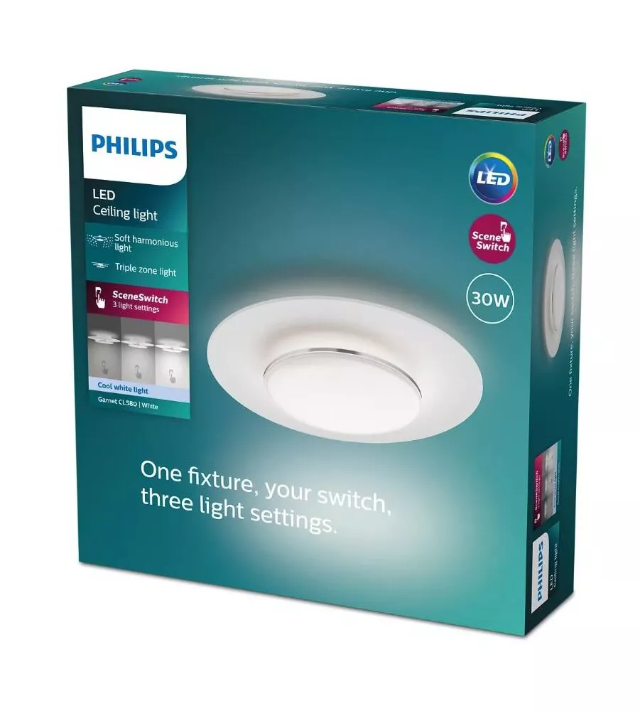 Plafoniera led philips "garnet" bianca 4000k, Ø40 cm