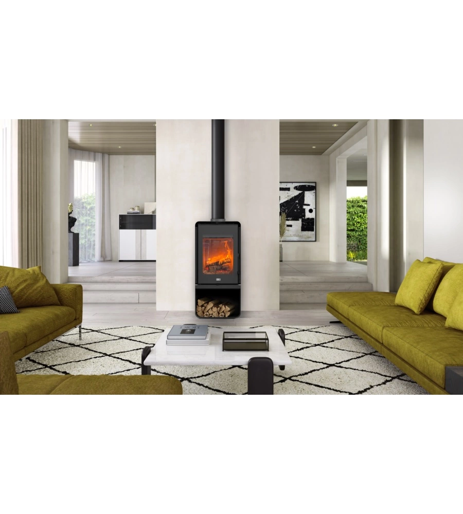 Stufa a legna modulare canadian stove "alberta evo" nero 7,5 kw