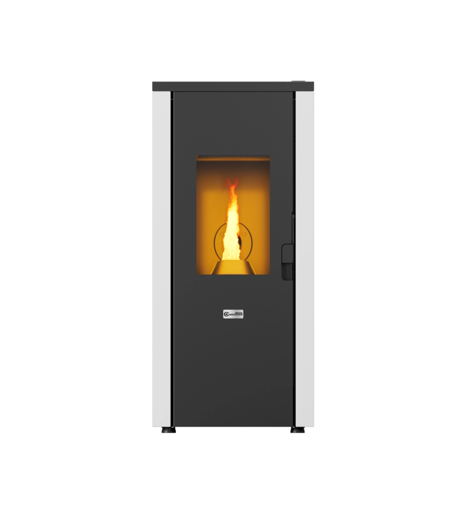 Stufa a pellet ermetica canadian stove "design evo" bianco 7 kw