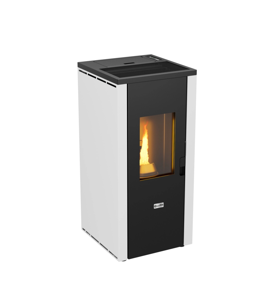 Stufa a pellet ermetica canadian stove "design evo" bianco 7 kw