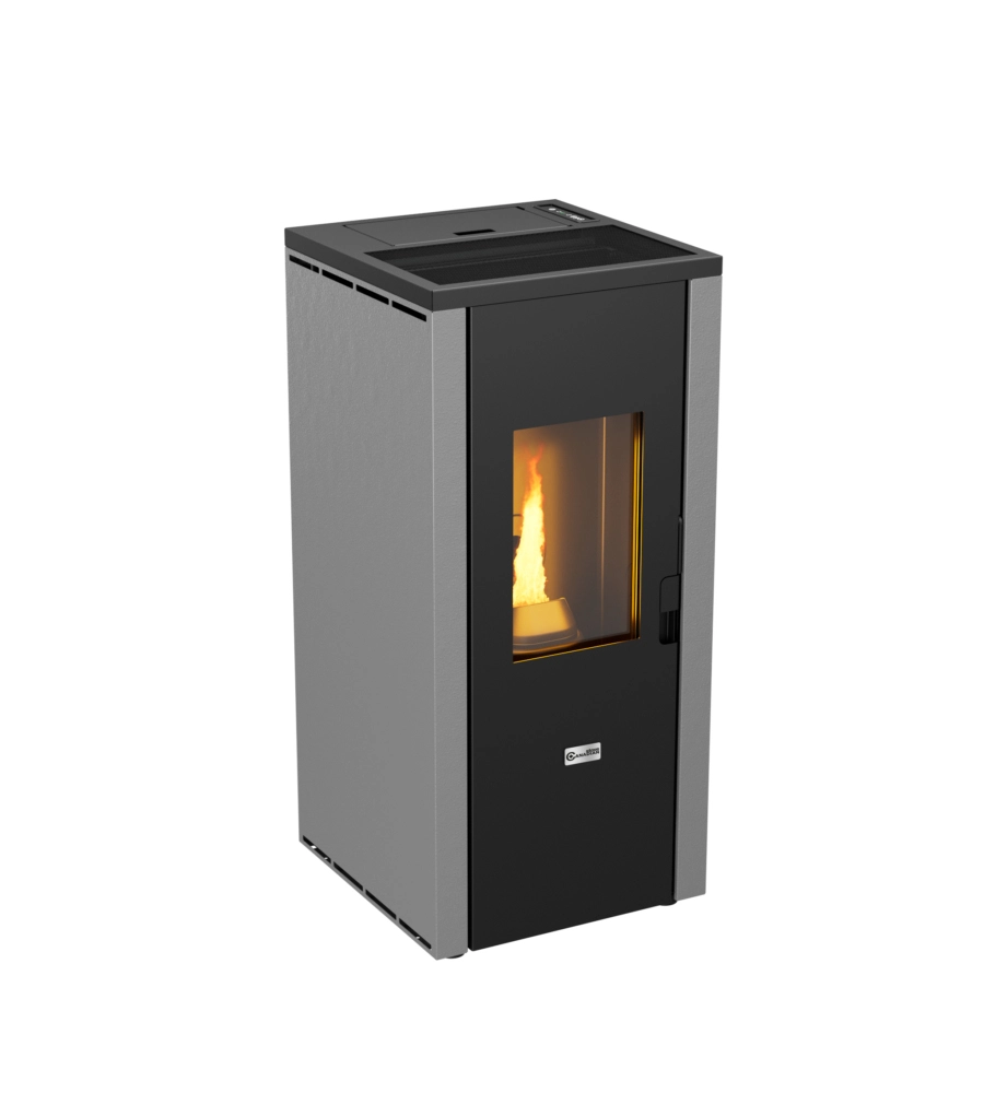 Stufa a pellet ermetica canadian stove "design evo" grigio 7 kw