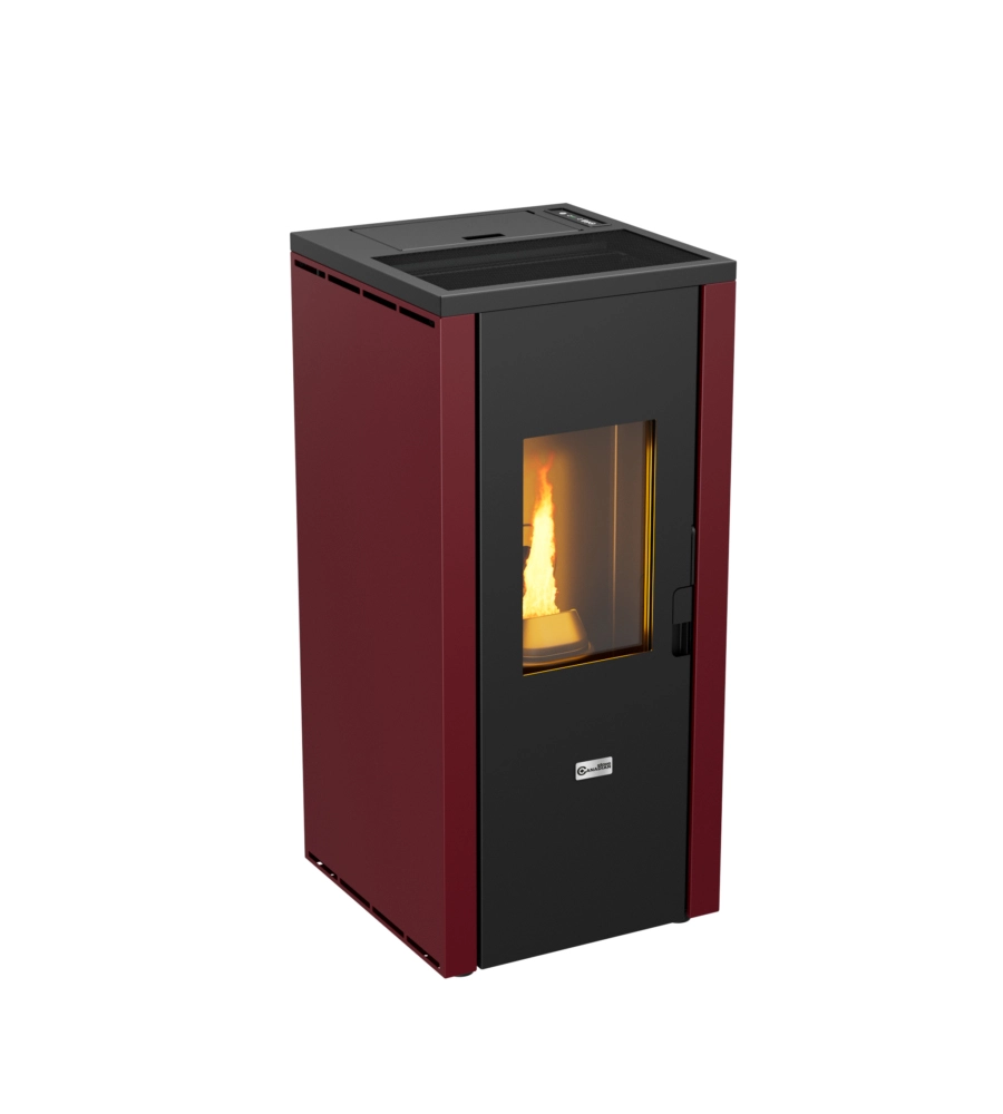 Stufa a pellet ermetica canadian stove "design evo" bordeaux 8,3 kw