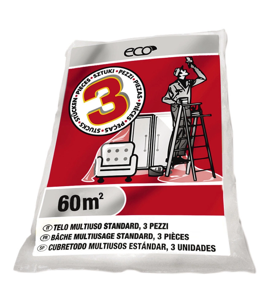 Set 3 teli di protezione ultra fine per pittura - 4x5 mt