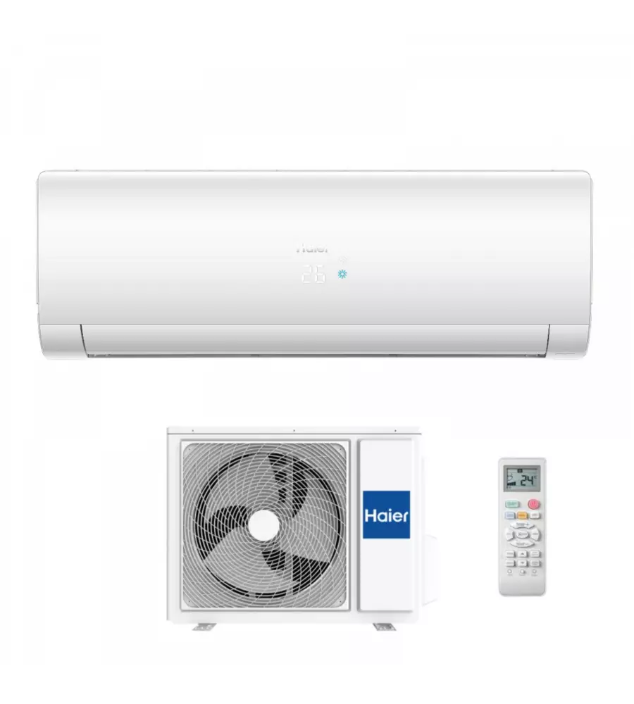 Climatizzatore caldo freddo haier flair pompa di calore "h1u09faaout+has09faain" monosplit e unitÀ esterna 9000 btu con wi-fi