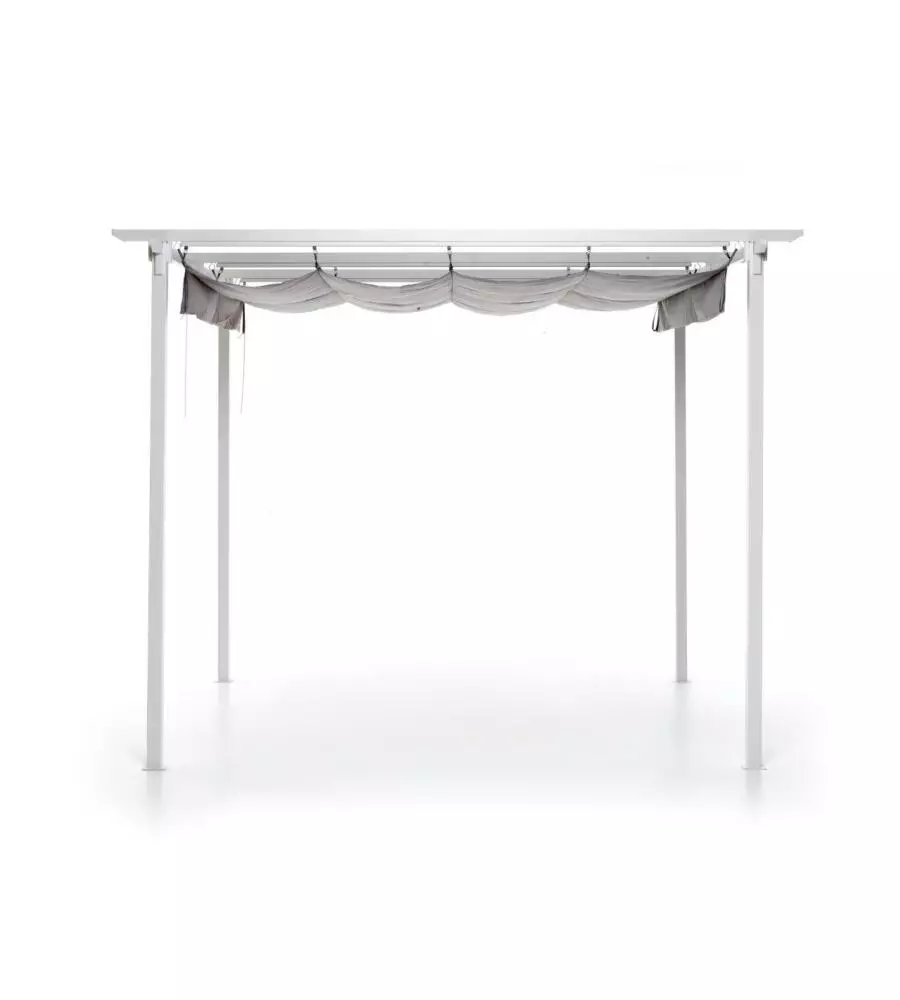 Gazebo pergola da esterno retrattile "mykonos", colore bianco - 2,90x2,90x2,30 mt