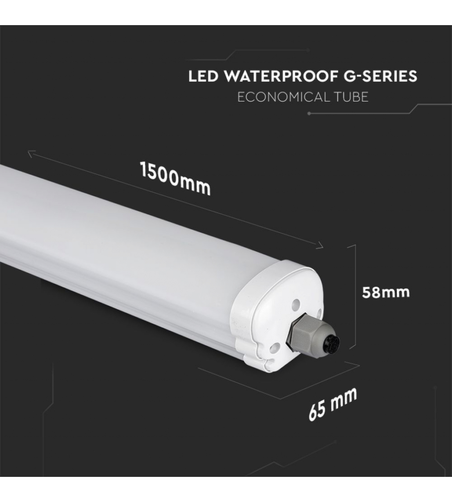 Led impermeabile 48 w 4000 k 5760 lm, 150 cm