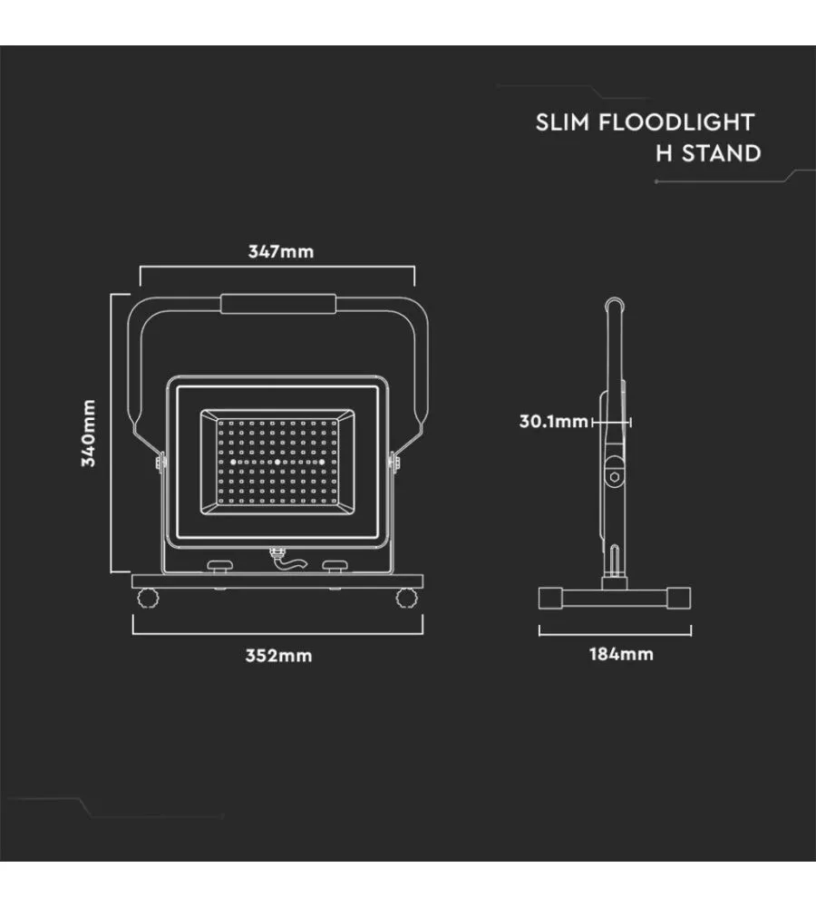 Faro led da cantiere in alluminio 'chip samsung' 100 w 400k 8200lm