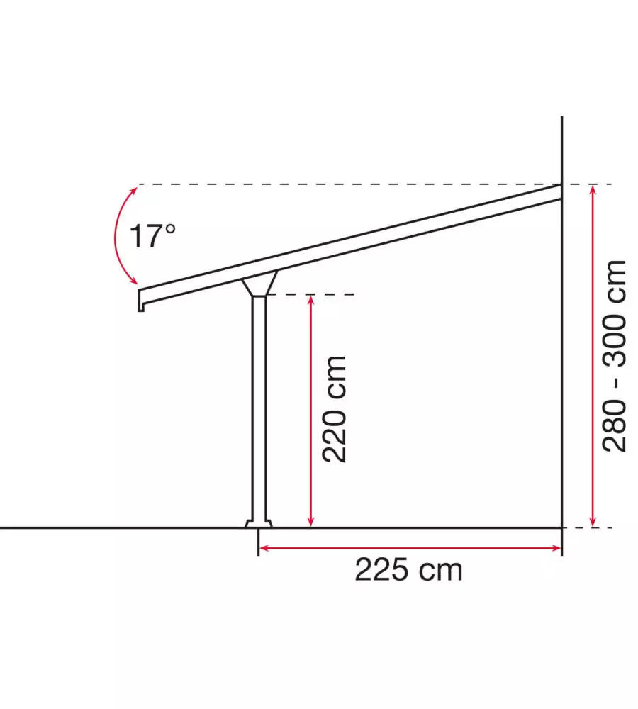 Pergola da esterno in alluminio colore antracite con copertura in policarbonato, 3x3 metri