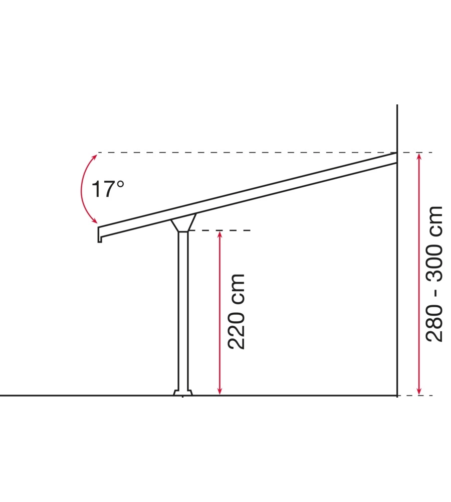 Pergola da esterno "patio" in alluminio antracite e policarbonato opale, 3x3 metri