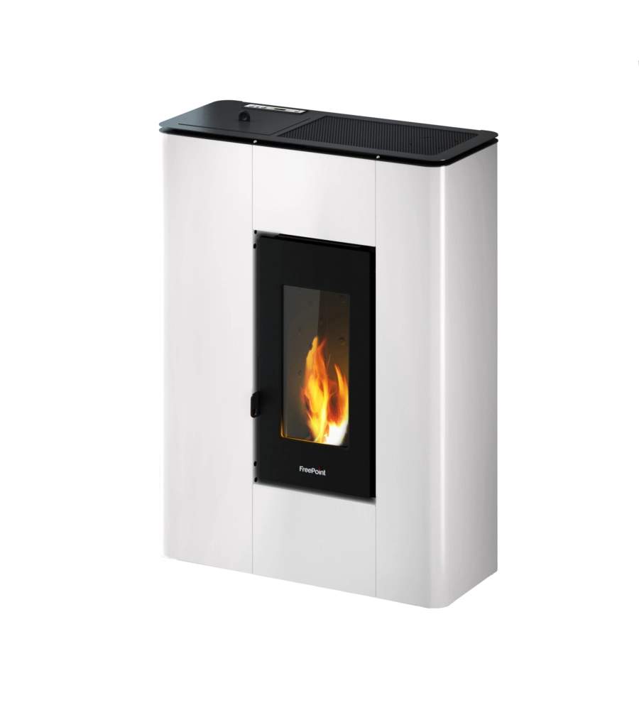 Stufa a pellet slim ermetica freepoint "atrium" bianco 5,2 kw