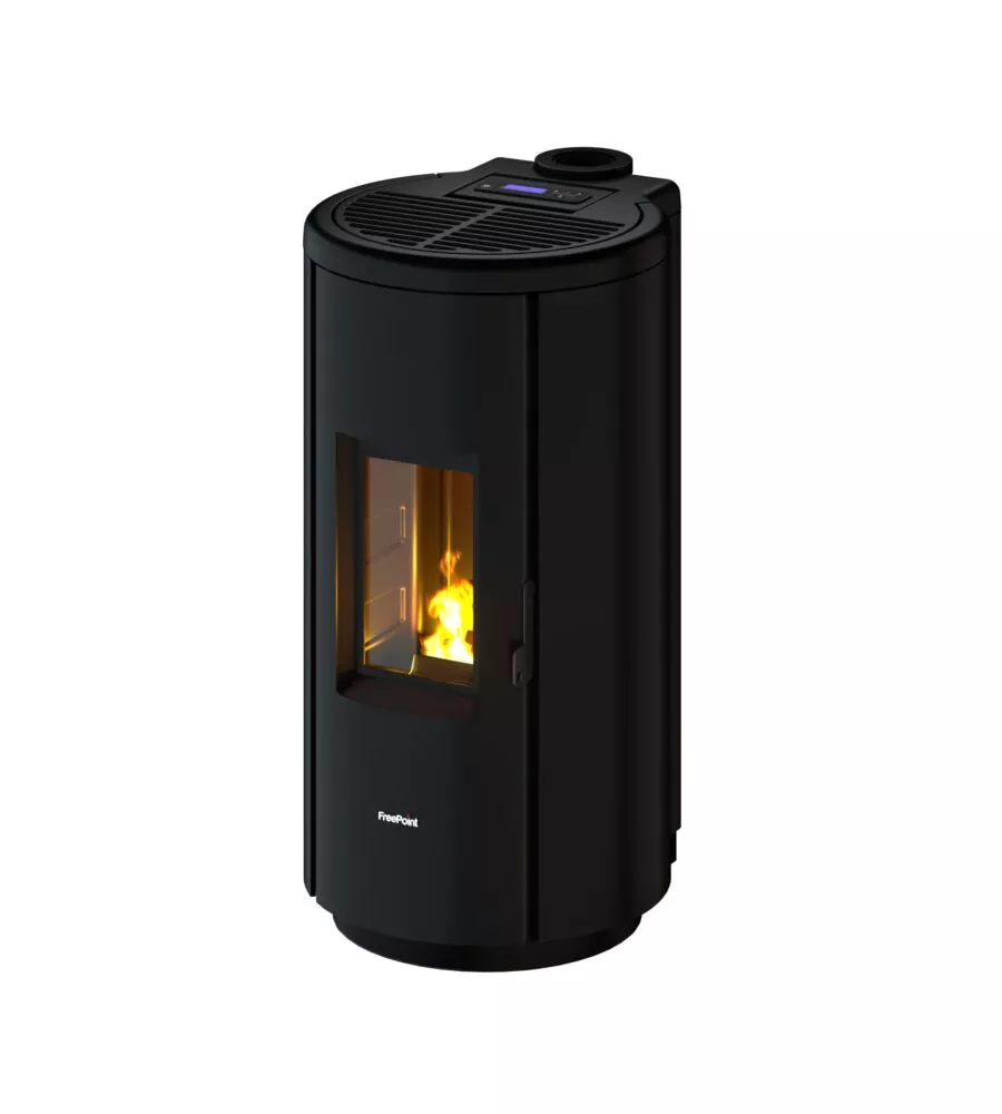 Stufa a pellet ermetica freepoint "chrome" nero 7 kw