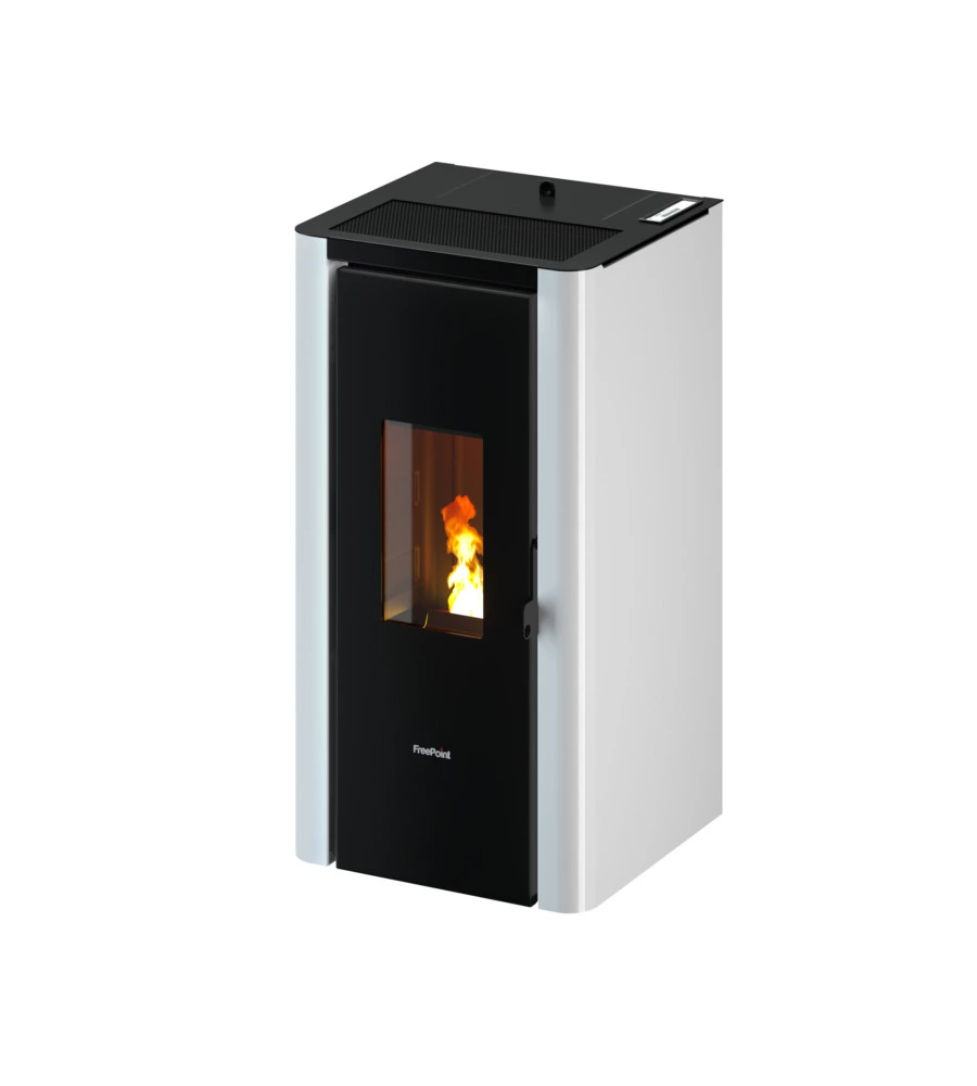 Stufa a pellet ermetica freepoint "indigo" bianco 7 kw