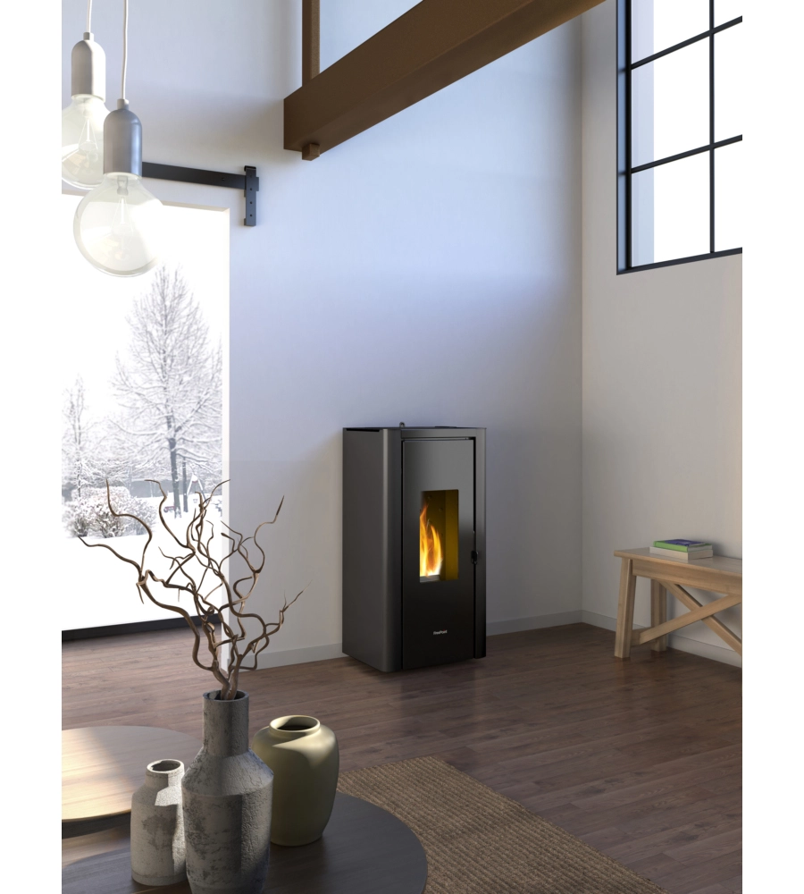 Stufa a pellet ermetica freepoint "indigo" antracite 7 kw