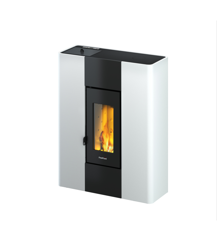 Stufa a pellet slim ermetica freepoint "roxy" bianco 7 kw