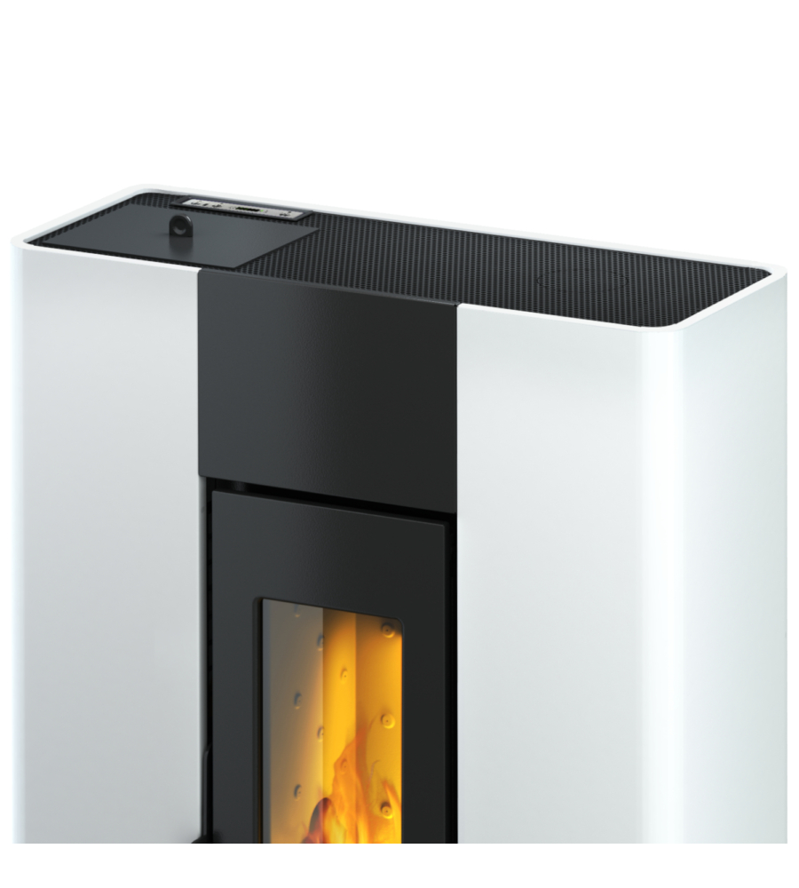 Stufa a pellet slim ermetica freepoint "roxy" bianco 7 kw