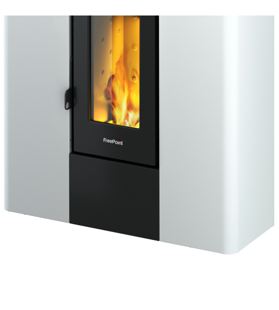 Stufa a pellet slim ermetica freepoint "roxy" bianco 7 kw