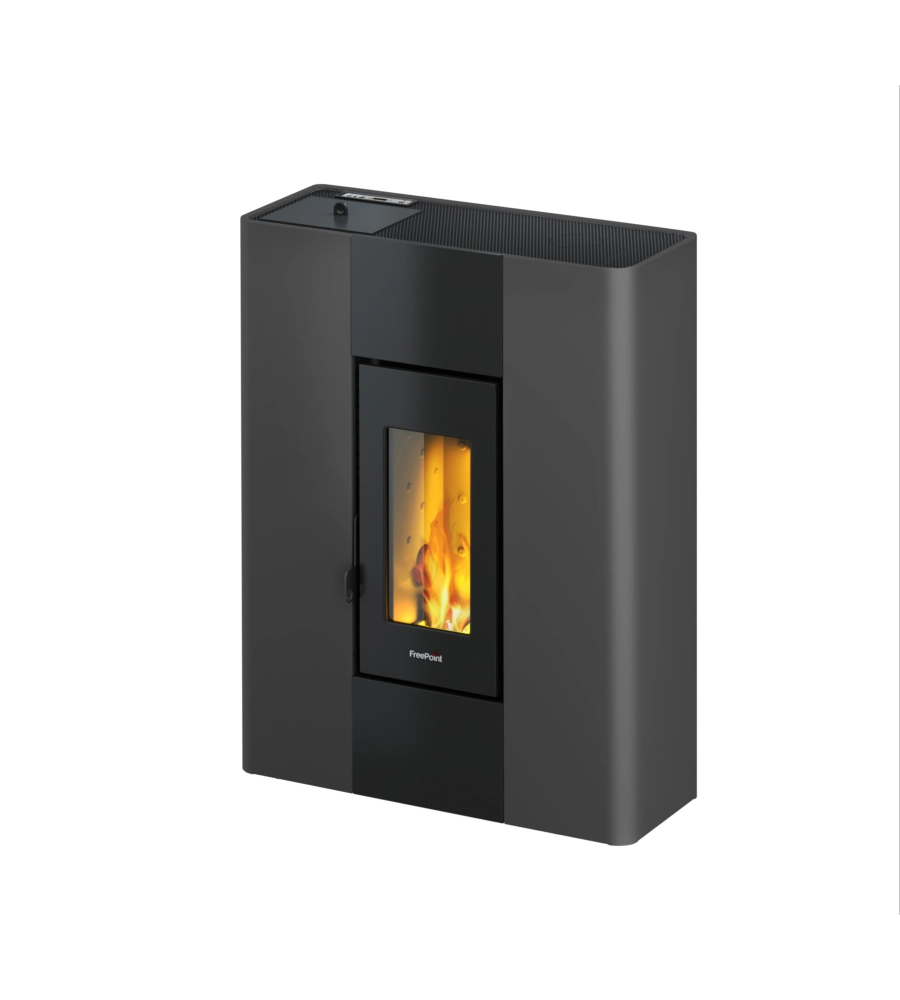 Stufa a pellet slim ermetica freepoint "roxy" antracite 7 kw