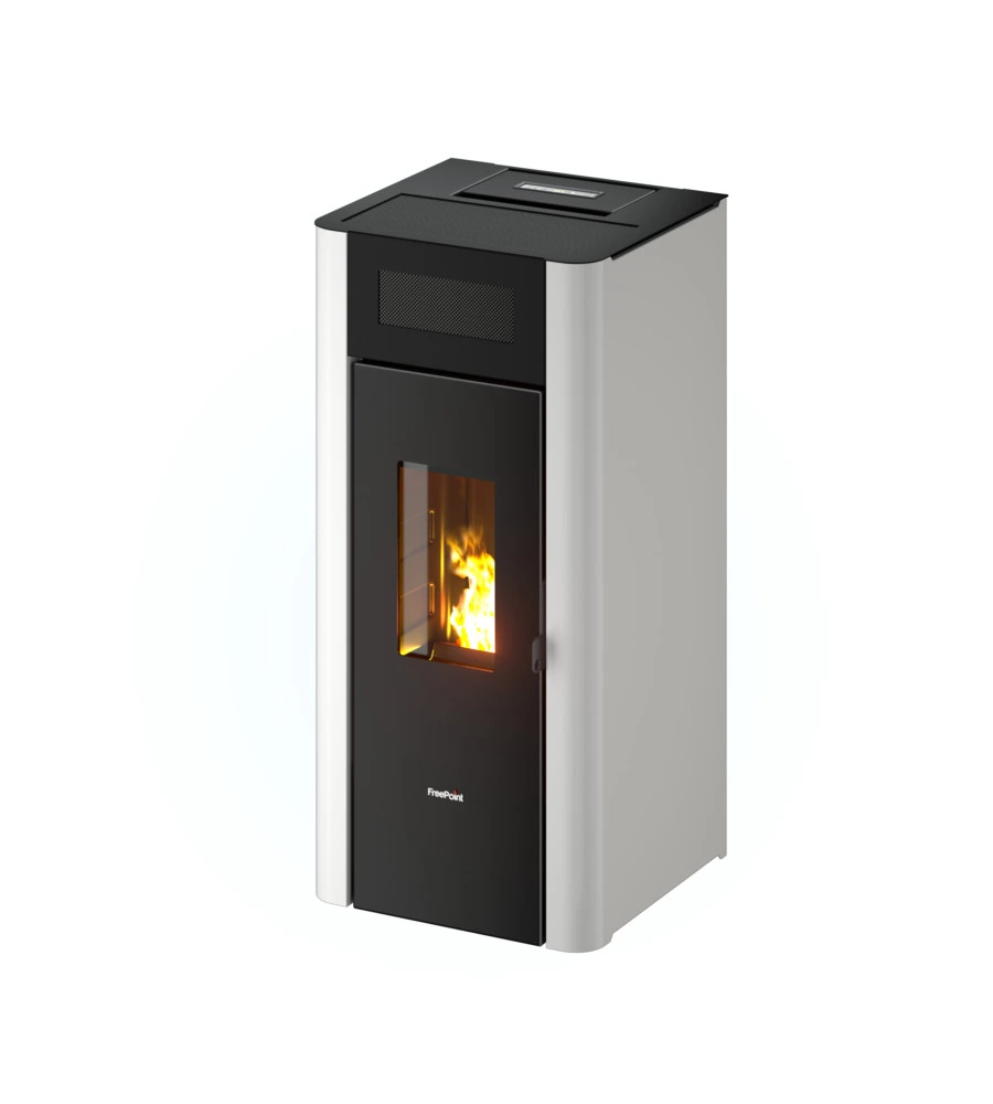 Stufa a pellet ermetica freepoint "amaranto" bianco 8,5 kw