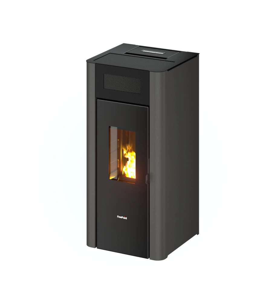 Stufa a pellet ermetica freepoint "amaranto" antracite 8,5 kw