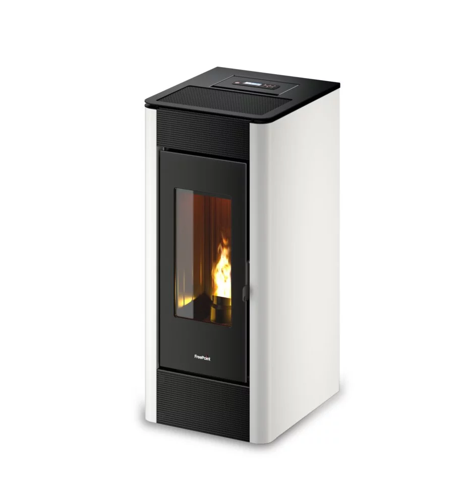 Stufa a pellet canalizzata ermetica freepoint "indaco" bianco 10,5 kw