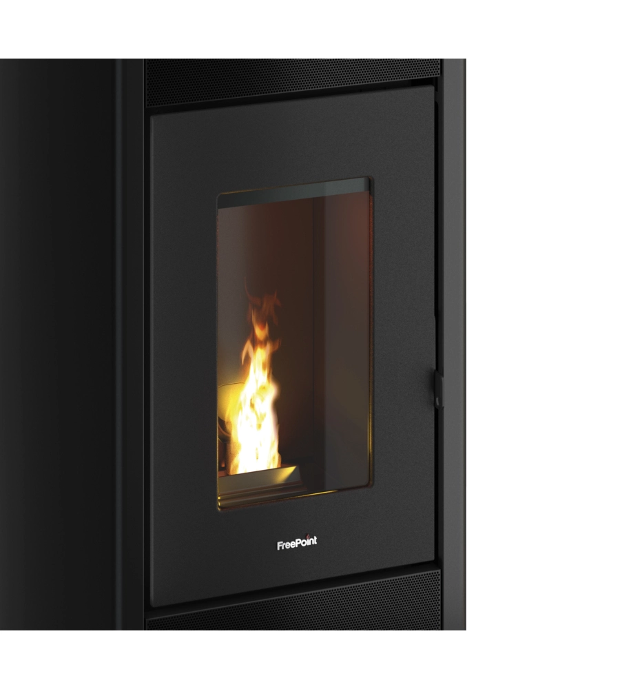 Stufa a pellet canalizzata ermetica freepoint "duke" nero 14 kw