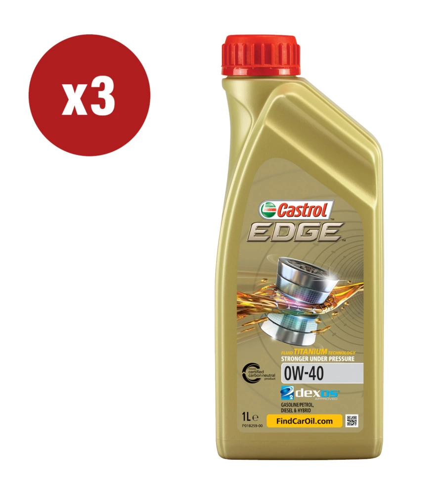 3 pezziolio castrol edge 0w-40 1l