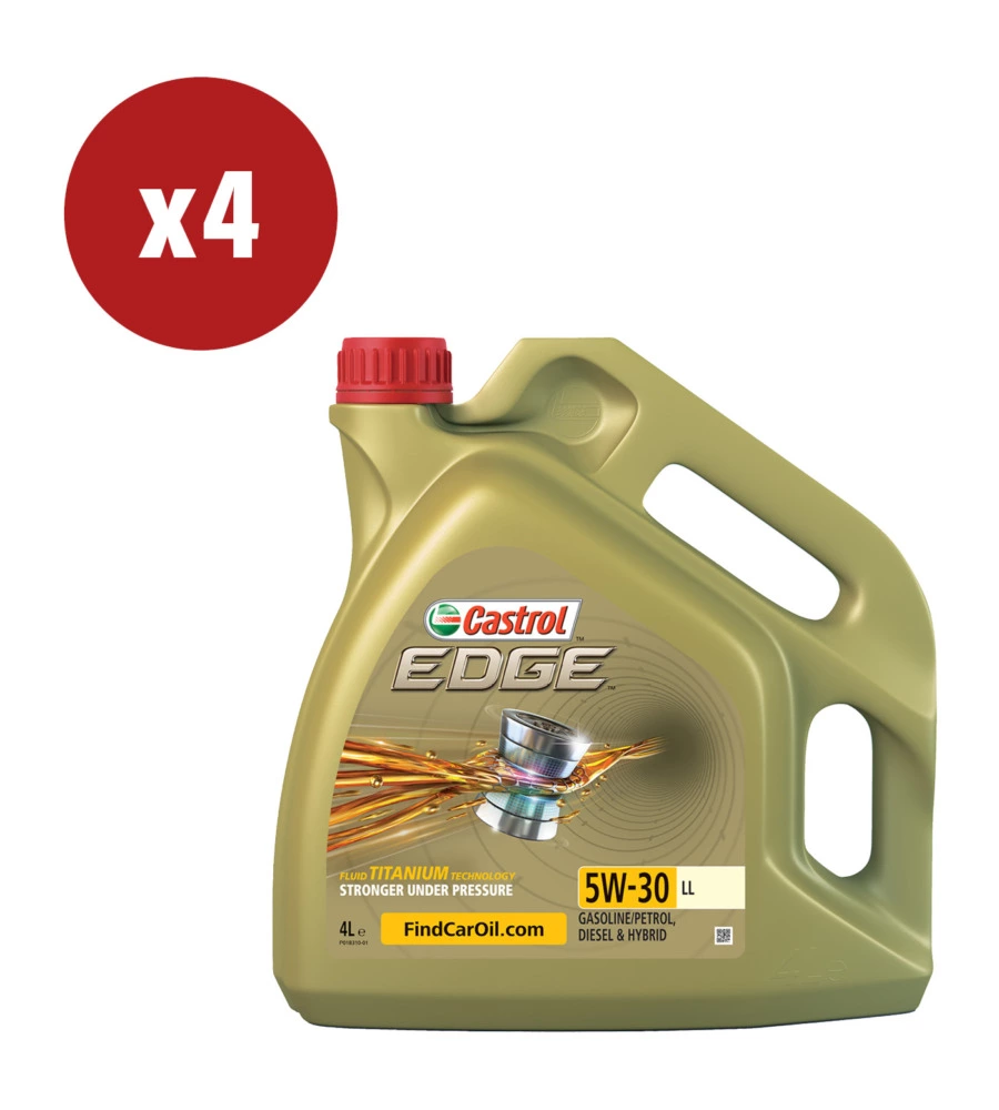 4 pezzi olio motore lubrificante auto edge 5w30 ll long life titanium 4l