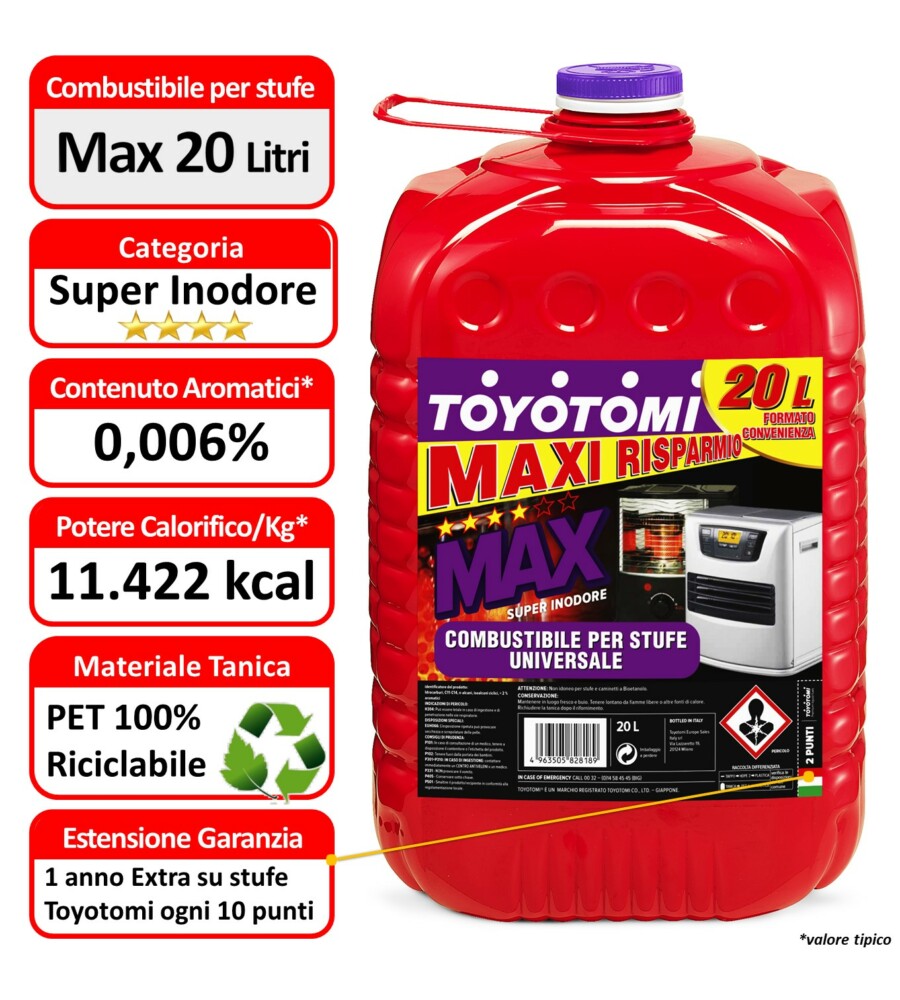 6 taniche da 20 litri di combustibile liquido toyotomi max