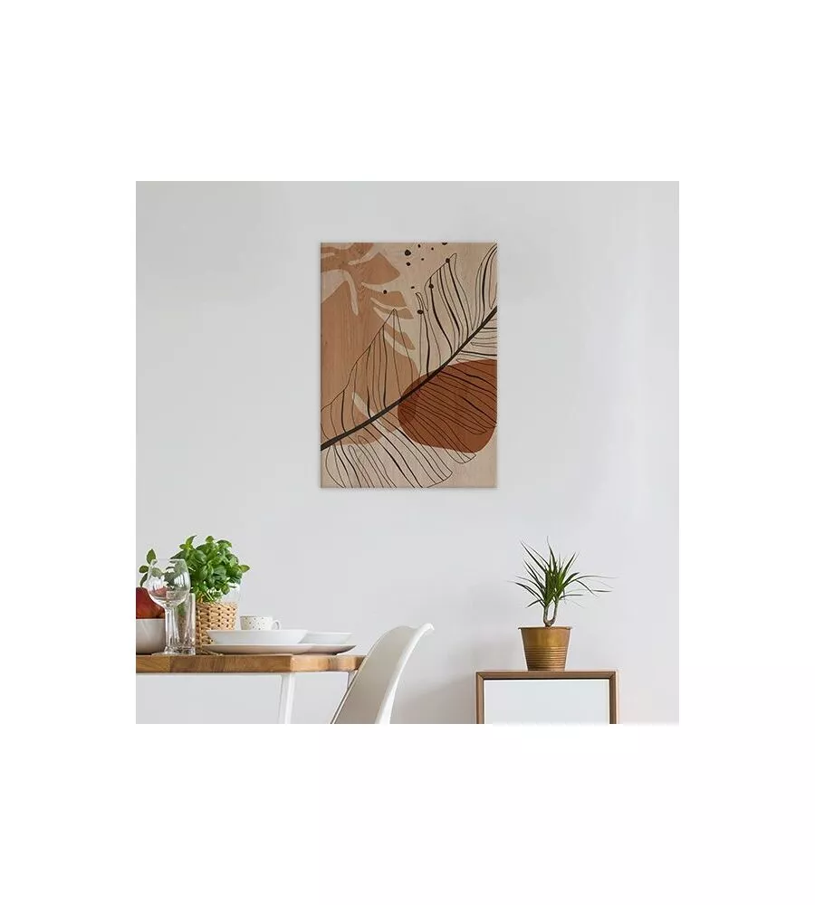 Quadro in legno "leaves black 01", 47x67 cm