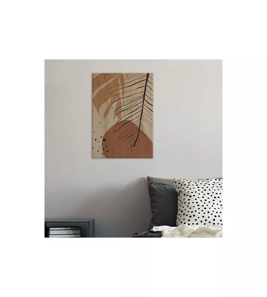 Quadro in legno "leaves black 02", 47x67 cm