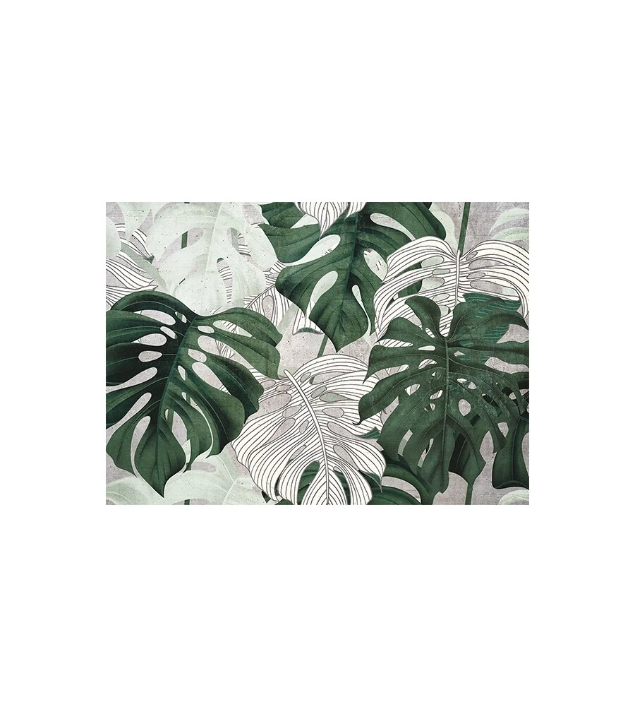 Fotomurale adesivo "tropical leaves" in pvc, 312x280 cm